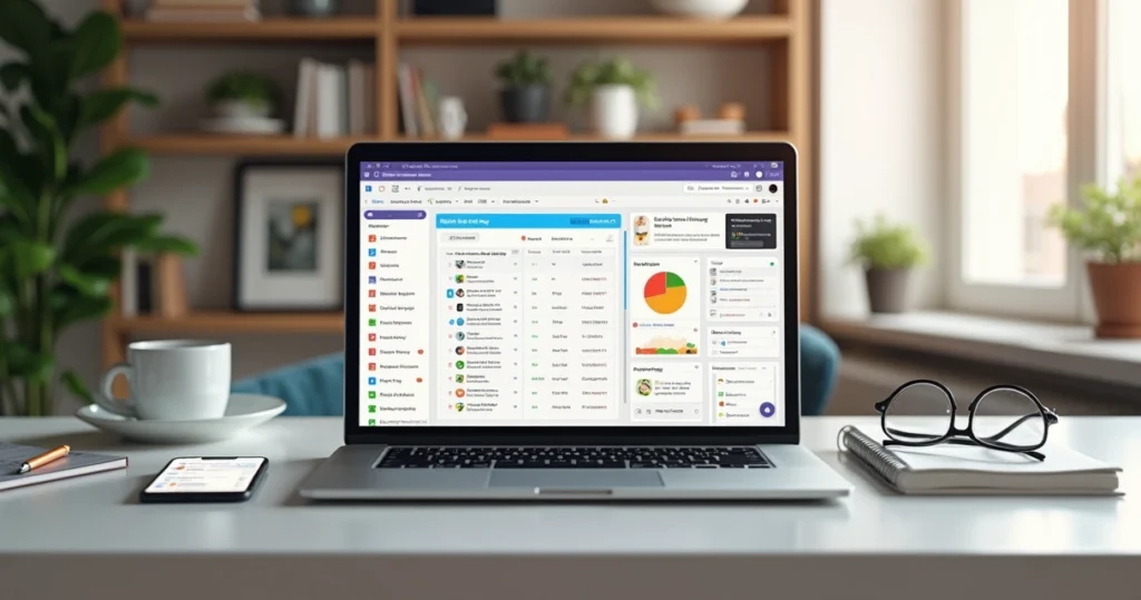 Split screen workspace comparing microtasks and remote freelance work on a laptop